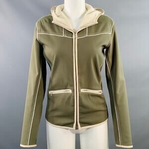 BOGNER Size M Cream Olive Polyester Blend Embroidered Hooded Jacket